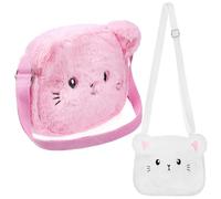 2 Pièces Petit Paquet à Main Peluche Chaton, Mini Bandoulière | Texture Douce, Sangle Réglable, Fermeture Zippée Sécurisée, Toucher Agréable, Format Compact