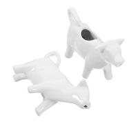 2 Pièces Petit Pichet à Lait en Céramique Animal Blanc 40ml | Versement Contrôlé, Forme Vache Décorative, Surface Lisse Facile à Nettoyer, Eau ou Sauce à Table