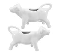 2 Pièces Petit Pichet à Lait Vache en Céramique Blanche 40ml | Versement Précis, Surface Lisse Polie, Format Compact pour Eau, la Cuisine, Table et Service Professionnel