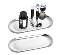2 Pièces Petit Plateau Decoratif Plateau Salle de Bain Plateau Rectangulaire Mini Plateau pour Dessert Cosmétiques Bijoux Parfums (Argent)