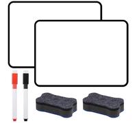 2 Pièces Petit Tableau Blanc Effacable 30x21cm, Double Face Mini Tableau Blanc avec 2 Marqueurs et 2 Effaceur Tableau Blanc, Portable Petit Tableau Blanc Effaçable à Sec pour Maison, éCole et Bureau