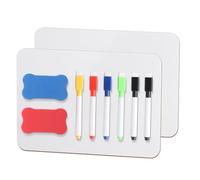2 Pièces Petit Tableau Blanc Effacable, A4 Ardoise Blanche Effacable Double Face, Whiteboards White Board avec 6 Stylos et 2 Gommes pour Maison Bureau à Domicile en Classe