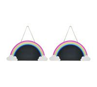 2 Pièces Petit Tableau Noir Décoratif en Bois | Décoration Arc-en-ciel, Surface Lisse Polie, Notices Rapides, pour Fêtes D'anniversaire, Bar et École