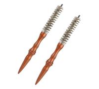 2 Pièces Petite Brosse Ronde Mini à Manche en Bois, Poils Sanglier | Légère et Portable, Usage Maison ou Bureau, Coiffage Barbe et Cheveux, Format Compact Spiralé