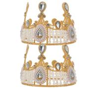 2 Pièces Petite Couronne Décorative en Acrylique Doré | Ornement de Fête, Forme Couronne, Usage sur Dessert et Fruits, Style Chic, Lot Unique