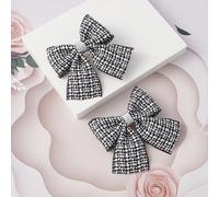 2 pièces Petite Fille À Carreaux À Nœud Papillon À La Mode Pince À Cheveux Alligator Pour Cheveux Décoration CarreauÉtoffe