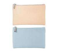 2 Pièces Petite Trousse À Cosmétique, Trousse À Cosmétique En Cuir Pour Femme, Sac À Main Pour Fille, Mini Trousse À Cosmétique, Trousse De Cosmétique De Voyage Portable (Bleu, Rose, 19 X 12 Cm)