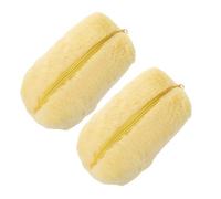 2 Pièces Petite Trousse de Maquillage en Peluche Jaune, Grosse | Organisateur Multifonction, Finitions Soignées et Couture Précise, Usage Bureau ou Voyage, Style Élégant