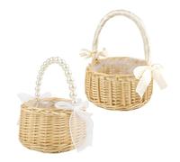 2 Pièces Petites Corbeilles Osier avec Anse Tissé en Osier Panier à Fleurs Panier De Dispersion De Mariage pour Pique-Nique Mariage Fleurs Et Fruits