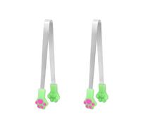 2 pièces petites pinces en silicone douces et colorées pattes de chats conception pinces à nourriture en acier pour idéales pour servir des collations et des fruits de nourriture