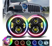 2 Pièces Phare LED, 7 Pouces Phare LED RGB Multicolore Angel Eye DRL Halo Lumière Annulaire pour Wrangler JK TL LJ Illimité 150W