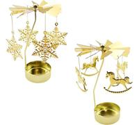 2 Pièces Photophore Porte-Bougies Rotatif Porte-Bougies à Réchaud Bougeoir Rotatif Noël Bougeoir Carrousel pour Halloween Noël Anniversaire Mariage Décoration Diamètre 4,6cm/1,8inch