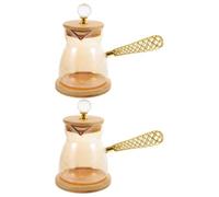 2 Pièces Pichet à Café Turc 350ml avec Poignée Latérale Dorée | Théière Élégante, Usage Quotidien Familial et Réception D’invités, Compact, Facile à Nettoyer