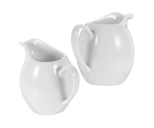 2 Pièces Pichet à Crème en Porcelaine Blanche 330ml avec Poignée | Bec Verseur, Fond Stable Antidérapant, Surface Lisse, pour Café, Miel, Tables de Petit Déjeuner