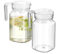 2 Pièces Pichet D'eau en Plastique 600 Ml avec Couvercle | Bec Incliné, Poignée Intégrée, Ouverture Large, Service de Table, Versement Net, Anti-éclaboussures
