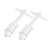 2 Pièces Pied de Parasol de Plage à Cinq Spirales, Plastique Blanc | Ancrage à Vis Manuel, Poignée Ergonomique, Résistance au Vent, pour Camping, Bâtons et Mâts
