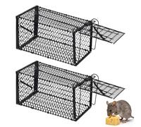 2 Pièces Piege a Rat, XXL Métal Piege a Souris, Usage, Réutilisable Attrape Souris Extérieure Intérieure pour Attraper Les Souris, Les Mulots, 27,5 cm x 14,5 cm x 11,5 (Noir)
