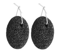 2 Pièces Pierre à Gratter les Pieds Noire, Format Compact | Design Ergonomique, Corde Intégrée, Maniement D'une Seule Main