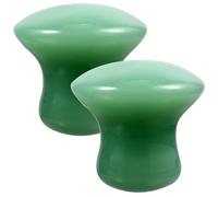 2 Pièces Pierre de Massage Champignon Vert Outil Facial, en Jade | Surface Lisse Polie, Bords Arrondis, Format Compact, pour Thérapeutes et Passionnés de Soin