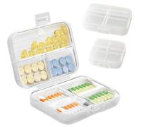 2 Pièces Pilulier portable voyage Boîte médicaments travel, valise médicaments pour l'usage quotidien (Transparent, Grand et Petit)