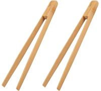 2 Pièces Pince à barbecue en bois de hêtre non traité collée¿Pinces à toast classiques réutilisables en bambou¿Pince de cuisson en bois, idéale pour grille-pain, fruits, pain et cornichons¿30cm