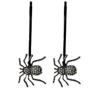 2 Pièces Pince à Cheveux Araignée en Alliage Noir pour Filles | Barrettes à Cheveux avec Décorations Brillantes, Épingle Décorative, Maintien des Mèches, pour Tresses Épaisses