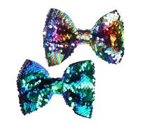 2 Pièces Pince à Cheveux Double Face Réversible Nœud à Paillettes | PET et Fer, Style Artistique, Format Barrette, pour Femmes et Garçon et Filles, Accessoire Coiffure