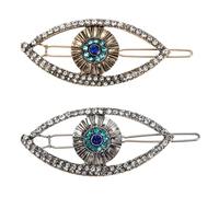 2 Pièces Pince à Cheveux Rétro Œil Maléfique en Alliage, Cristaux | Célébration Halloween, Accessoire pour Cheveux, Usage Quotidien et Anniversaire, Design Délicat et Voyant