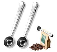 2 pièces Pince à cuillère à café, Cuillère Doseuse à Café, Cuillère à Café Multifonction, Pour le café moulu, les grains de café, le thé, le lait en poudre, le sucre, la farine d'avoine (Argent)