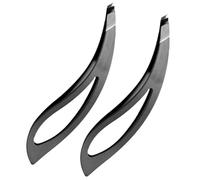 2 Pièces Pince à Épiler à Sourcils Noir en Acier Inoxydable | Pointe Biseautée, Moins de Traction Cutanée, Rangement Compact, pour Poils Incarnés et Nez, Usage Maison