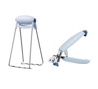 2 Pièces Pince à Plaque en Acier Inoxydable et ABS, Bleu | Pinces à Vaisselle, pour Bols Métalliques et Paniers Vapeur, Usage Barbecue, la Cuisine Compacte, Prise Simple