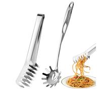 2 Pièces Pince à Spaghetti et Cuillère à Spaghetti en Acier Inoxydable Serveur à Spaghetti Avec Des Dents et Poignée Ergonomique, au Lave-Vaisselle Cuillère à Pâtes pour la Maison, Hôtel, Buffet
