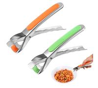 2 Pièces Pince Attrape Plat Chaud, 16,5 cm Pince à Vaisselle Antidérapante, Pince Air Fryer Acier Inoxydable avec Poignée en Silicone, pour Bol Chaud, Micro-Ondes, Four, Marmites