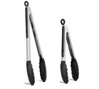 2 Pièces Pince De Cuisine Inox(Embouts En Silicone),Poignée Antidérapante Inoxydable Et Silicone Alimentaire Pinces, Pour Salade Griller Buffet Résistantes Au Chauffer Pince Alimentaire
