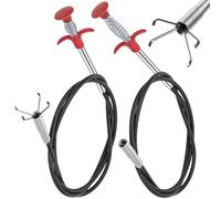 2 Pièces Pince Telescopique Flexible 200 cm/90 cm Furet Deboucheur Canalisation Evier Furet Plomberie Douche Pince à Griffe Nettoyeur De Drain Cleaner Unblocker Pour Cuisine Salle De Bain Égouts Wc