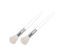 2 Pièces Pinceau à Poudre Compacte en Laine, Léger et Portable | Poils Doux, Format Compact, Paquet de Maquillage, Finition Blanche, Manche Aluminium et Ps, Usage Quotidien