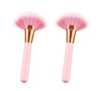 2 Pièces Pinceau Cosmétique Éventail Nylon Bois Rose | Application Uniforme, Poils Denses Lavables, Usage Quotidien et Professionnel, pour Celles Qui Aiment Se Maquiller