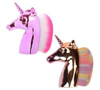 2 Pièces Pinceaux à maquillage Rainbow Horse pour fond de teint liquide, poudre, blush, anti-cernes, fard à paupières, contour du visage