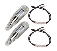 2 Pièces Pinces À Cheveux En Strass Avec 2 Pièces Attaches De Cheveux En Strass, Pinces Latérales En Forme De Larme, Accessoires De Cheveux Pour Filles