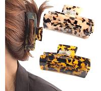 2 Pièces Pinces à Cheveux, Pince à Cheveux Design Français, Pinces à Cheveux Géantes Antidérapantes, Pince à Cheveux Léopard, pour Femmes Filles Cheveux Longs Épais (2 Coloris)