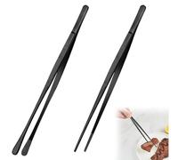 2 Pièces Pinces à Épiler de Cuisines,30cm Pincette de Cuisine en Acier Inoxydable,Pince Cuisine Inox pour la Cuisine,les Fruits de Mer et le Barbecue,Ustensile de Cuisinee,Facile à Nettoyer (Noir)
