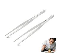2 pièces pinces de cuisine inox 30 cm - pinces professionnelles (pointe droite + arrondie), acier inox alimentaire, prise antidérapante, résistantes à la chaleur, lavables au lave-vaisselle pour