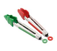 2 Pièces Pinces de Service Alimentaires Style Noël en Acier Inoxydable | Pointe Silicone Antidérapante, Manche Long Ergonomique, Rangement Suspendu, Brochettes