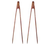 2 Pièces Pinces de Service Cuisine en Bois Marron Anti-brûlure