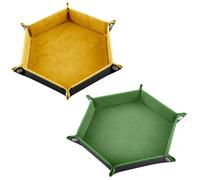 2 Pièces Piste de Dés pour Yams et JDR, Plateau en Cuir PU pour Jeu de Société, Accessoire de Voyage pour Jeu de Rôle (Jaune et Vert)