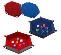 2 Pièces Piste de Dés pour Yams et JDR, Plateau en Cuir PU pour Jeu de Société, Accessoire de Voyage pour Jeu de Rôle (Bleu et Rouge)