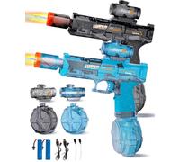 2 Pièces Pistolet à Eau Électrique, Pistolet à Eau avec Effets de Flamme LED, Rechargeable Pistolet à Eau Puissant pour Enfants 3-12, Portée de 8-10 M, Piscine, Plage, Fête, Jouets d'Été en Plein Air