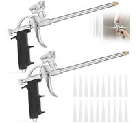 2 Pièces Pistolet Mousse Polyurethane avec 20 Buses, Pistolets Mousse Expansive PU Professionnel, Pistolet Construction Pas Besoin Nettoyant pour Calfeutrage, Etanchéité & Remplissage