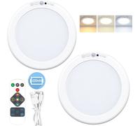 2 pièces Plafonnier Accu Détecteur de Mouvement Intérieur,Plafonnier LED Variable Télécommande Ronde 3 niveaux de lumière Minuterie Chambre Couloir Cave Garage Escalier