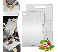 2 Pièces Planche à découper en titane,304 Planche À Découper En Acier Inoxydabl, double face de qualité alimentaire,anti moisissure,Pour couper la viande,les légumes,les fruits